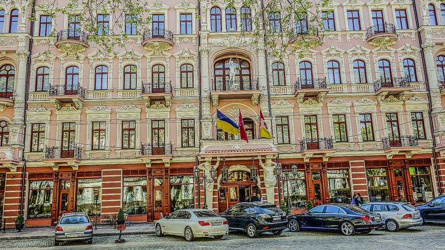 odessa hotel, machinery, reflection, architecture, building exterior HD wallpaper