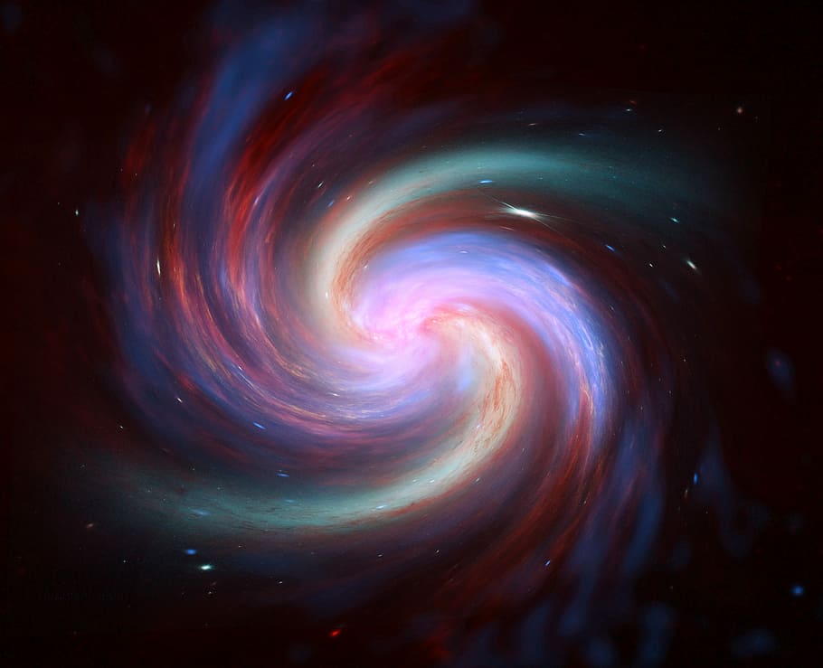 illustration of spiral galaxy, multicolored, universe, strudel