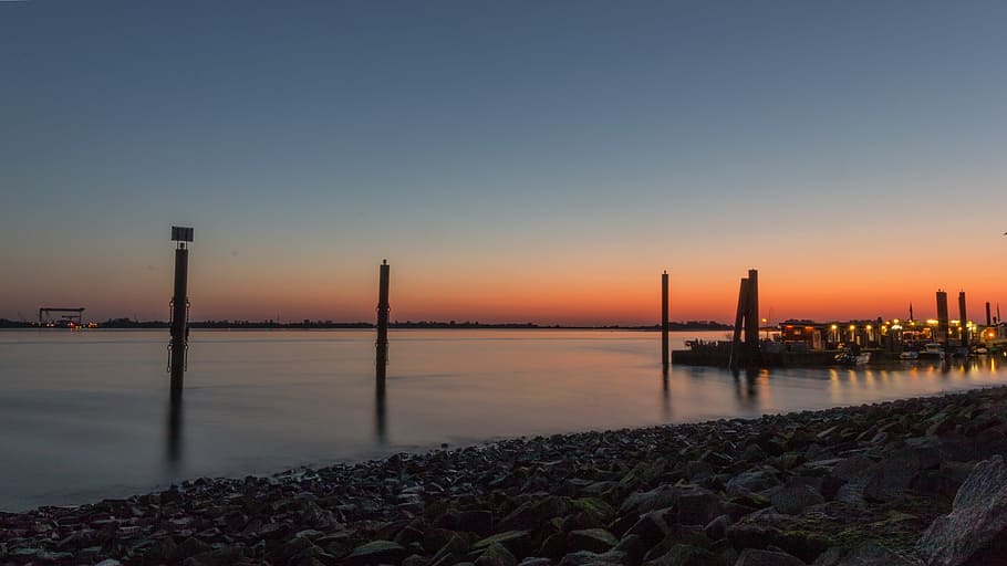 hamburg, blankenese, elbe, elbe beach, water, river, port, germany, HD wallpaper