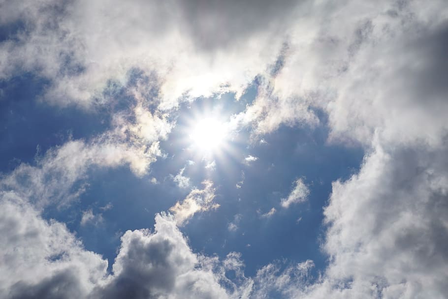 sun, rays, sky, clouds, nature, cloud - sky, sunlight, beauty in nature HD wallpaper