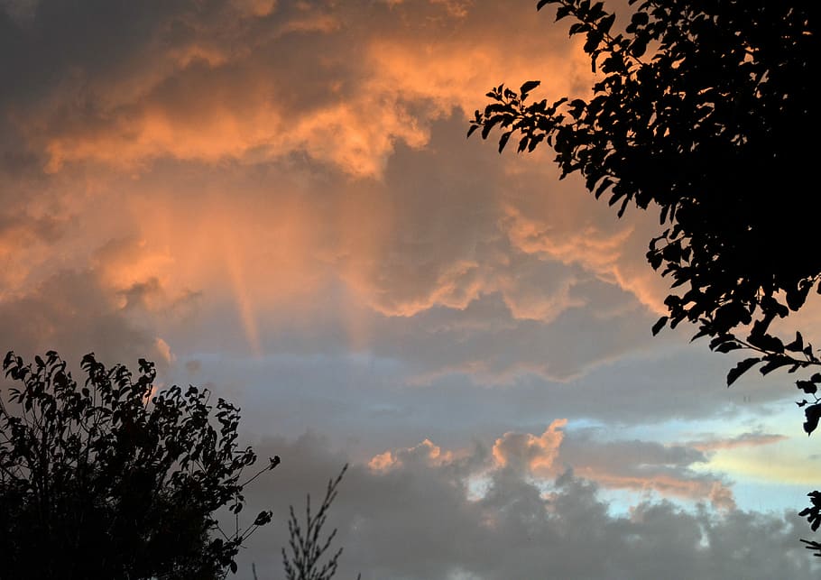 Evening Sun, Sunset, Afterglow, sky, clouds, dusk, thunderstorm HD wallpaper