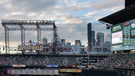 Safeco Field LED signage, seattle, mariners, baseball, washington HD wallpaper