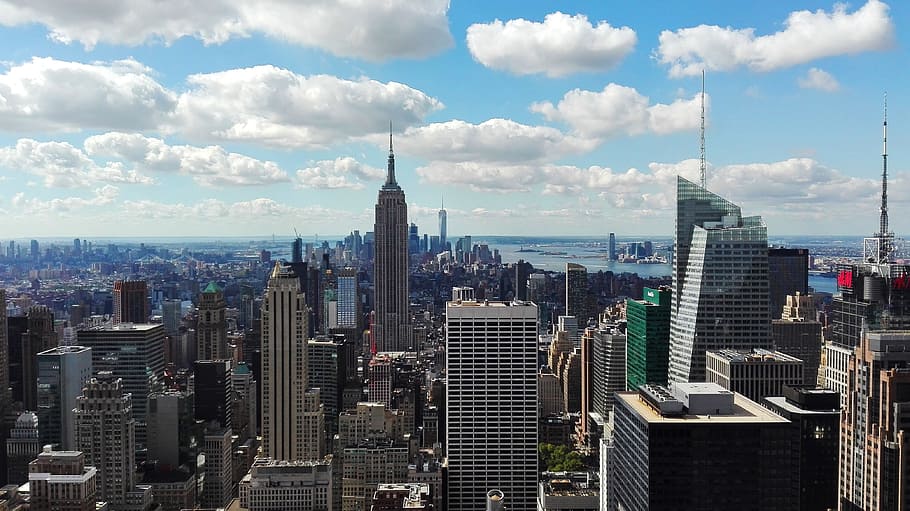 city buildings, New York, View, Panorama, Manhattan, big city, HD wallpaper