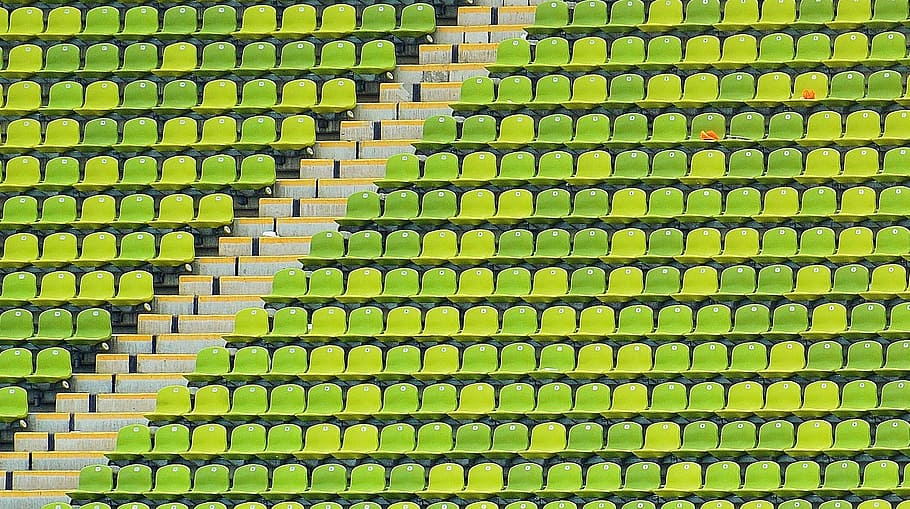 green seats, olympic stadium, olympic park, munich, sports center, HD wallpaper