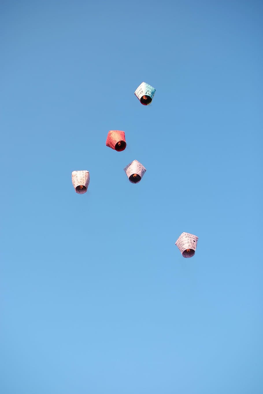 taiwan, lantern, sky, low angle view, blue, flying, nature HD wallpaper