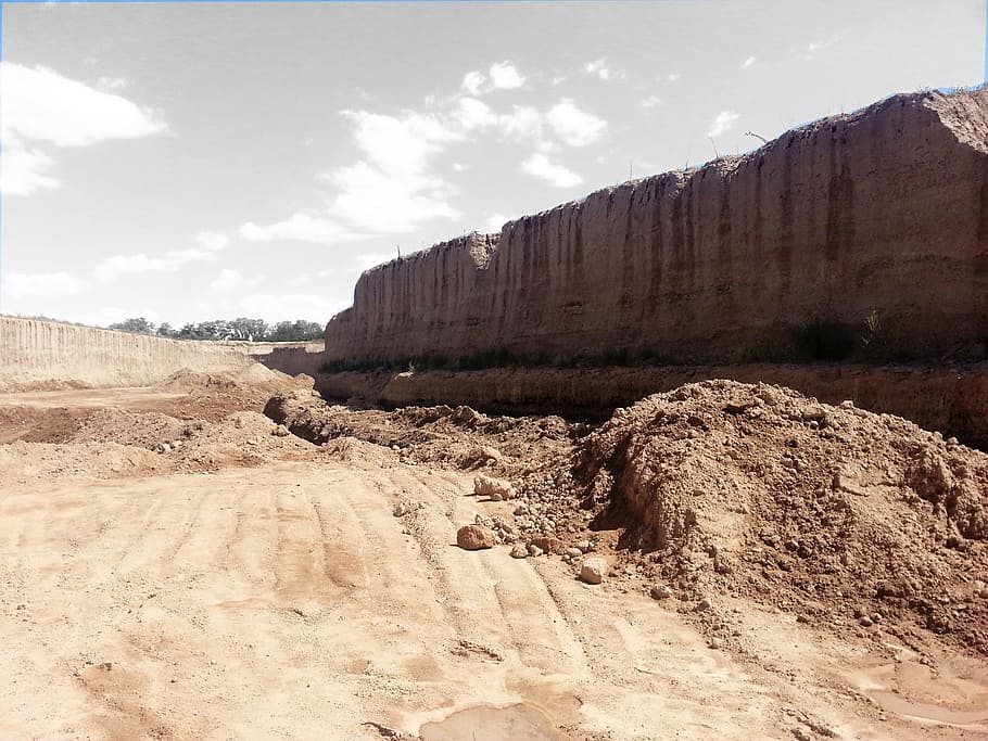Sky, Landscape, Natural, grey, cliff, gray, industry, construction site HD wallpaper