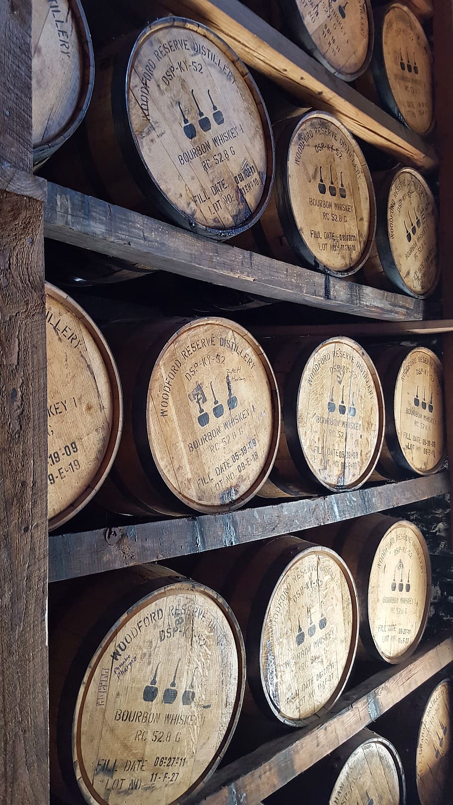 wooden, whiskey, barrels, woodford reserve, bourbon, wood - material, HD wallpaper
