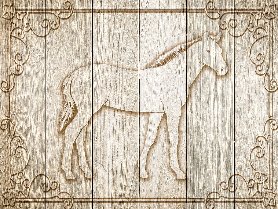 HD wallpaper: horse, on wood, frame, background, decoration, wooden