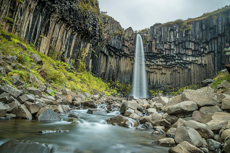 waterfall low angle photography, waters, nature, river, sky HD wallpaper