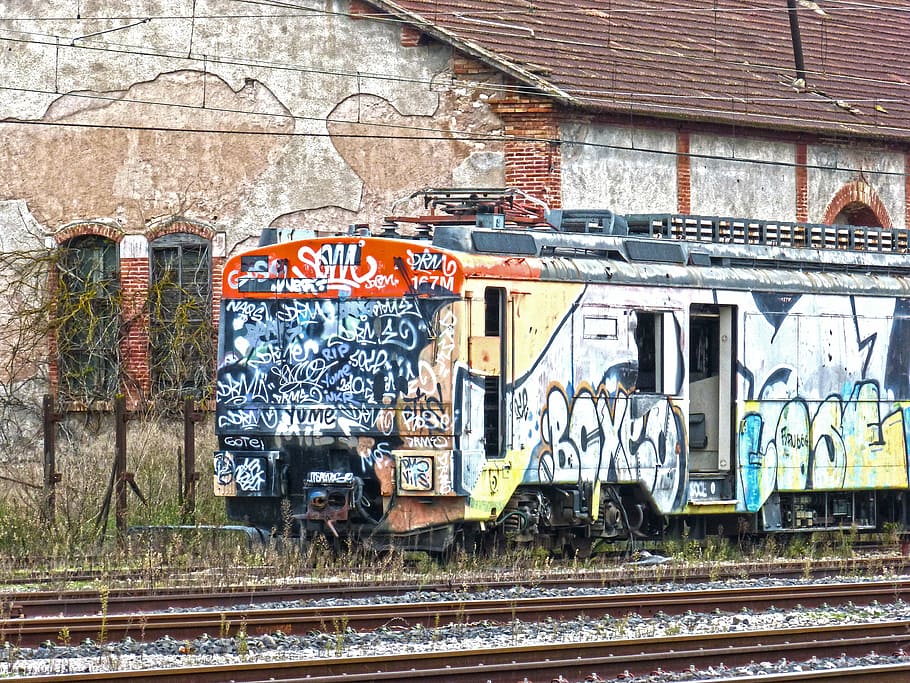 train, comboy, graffiti, abandoned, vandalism, architecture HD wallpaper