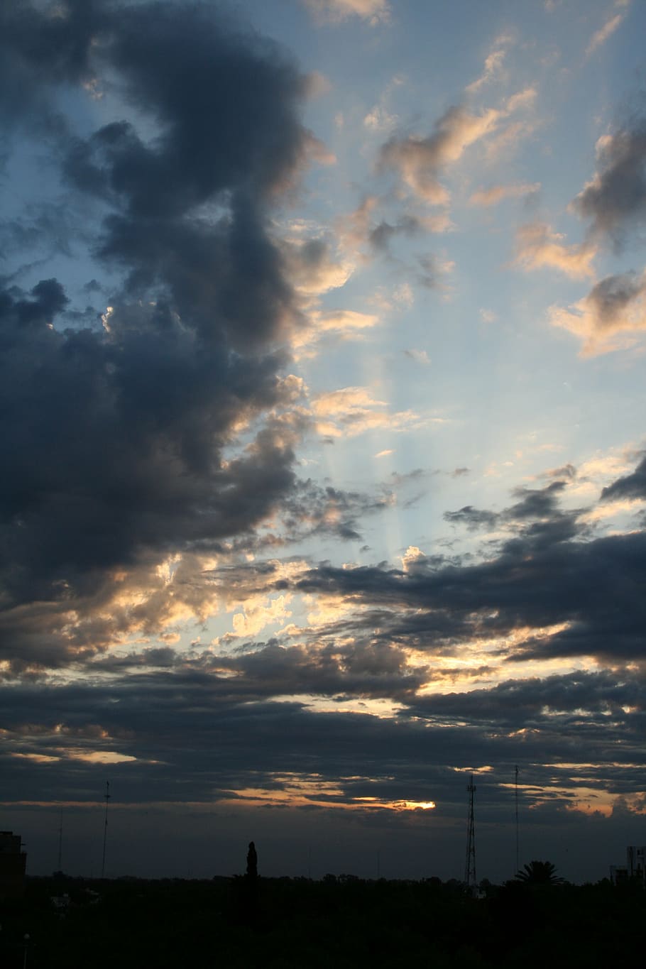 sky, clouds, sunset, landscape, cloud - sky, silhouette, beauty in nature HD wallpaper