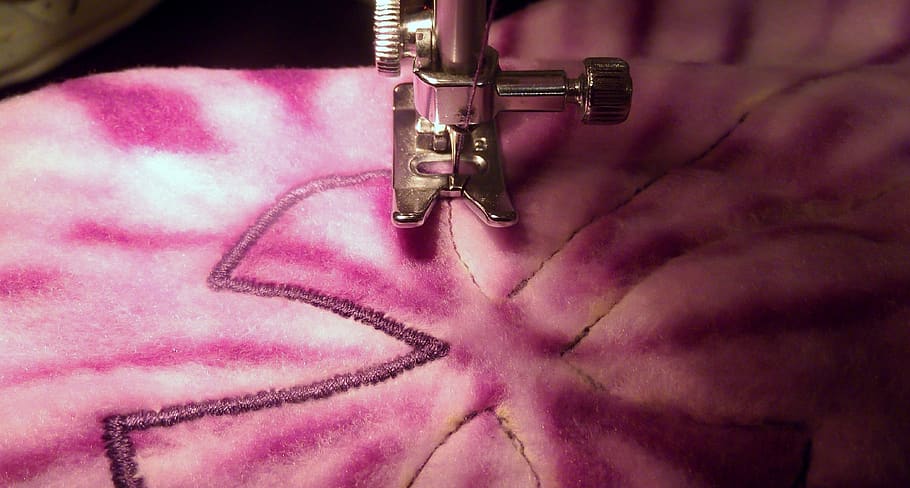 sewing, thread, needle, stitch, sewing machine, fabric, close-up HD wallpaper