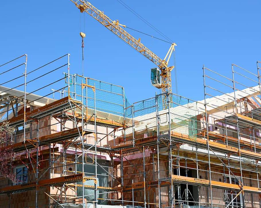 yellow crane, Craft, Work, Build, site, construction work, home HD wallpaper