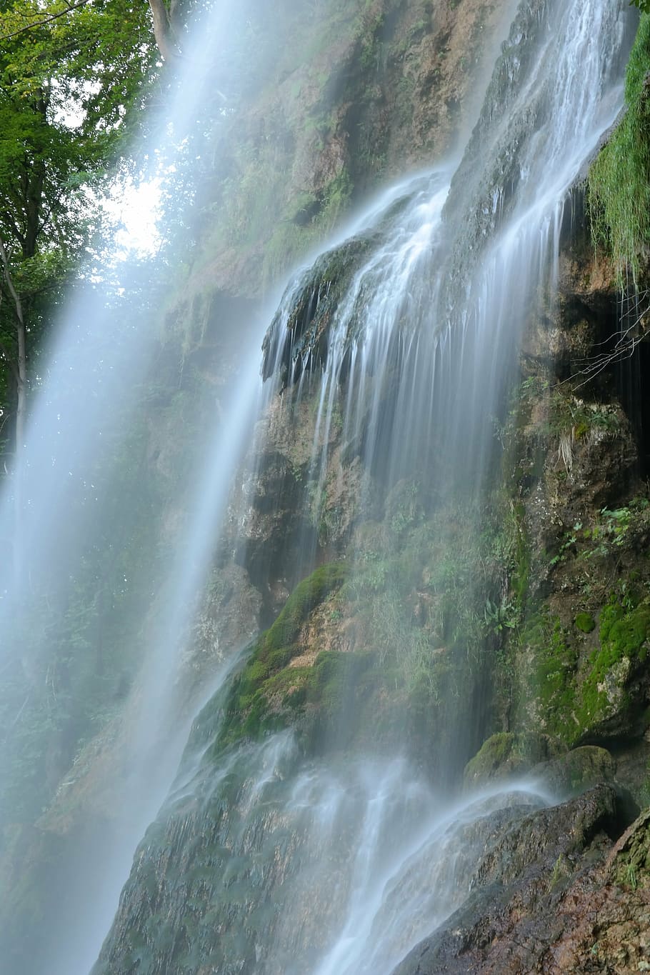 waterfall, urach waterfall, long exposure, water veil, swabian alb, HD wallpaper
