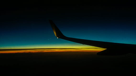 Plane, Flight, Wings, Dawn, Air, sky, fly, travel, blue, airplane HD wallpaper
