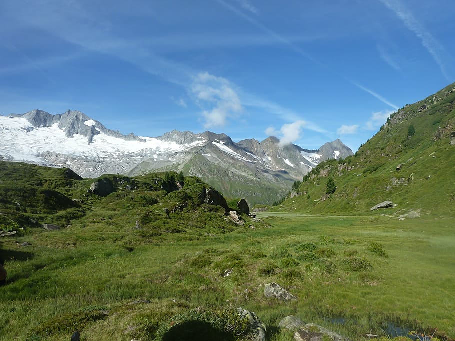 mountains, panorama, alpine, landscape, nature, snow, massif HD wallpaper