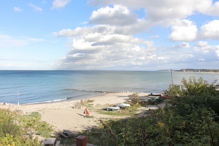 denmark, beach, landscape, summer, sea, sky, cloud - sky, water HD wallpaper