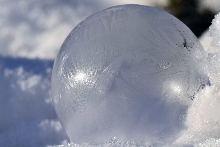 closeup photo of ball toy, soap bubble, frosted, cold, structure HD wallpaper