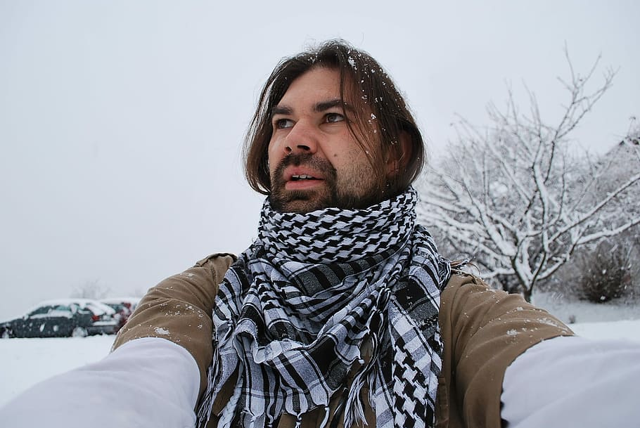 Man, Snow, Snowing, Winter, White, Cold, people, male, person HD wallpaper