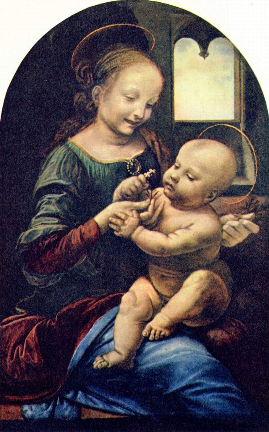 religious painting, the virgin and child, leonardo de vinci, boiler and jesus