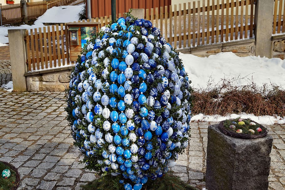 Easter Egg, Colorful, Art, easter bunny, stack, industry, blue HD wallpaper