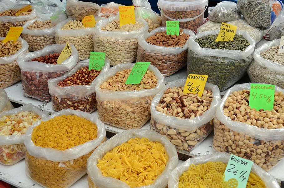 nut, nuts, pasta, food, market, vermicelli, product, food and drink HD wallpaper