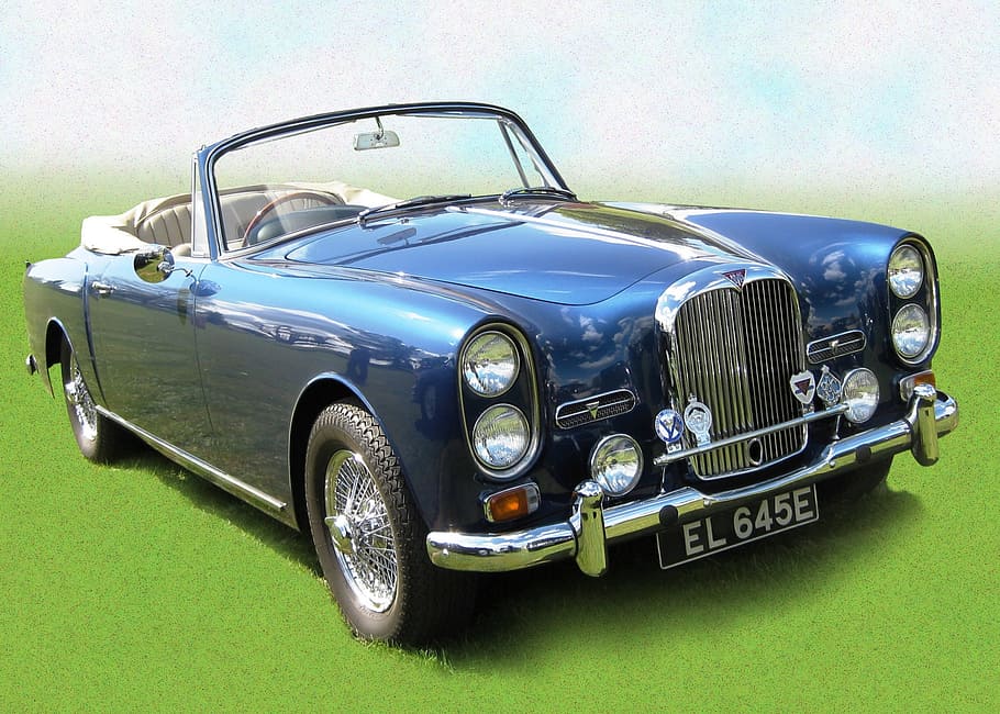 Alvis, Cabriolet, Artwork, blue, metallic, brand, automotive HD wallpaper