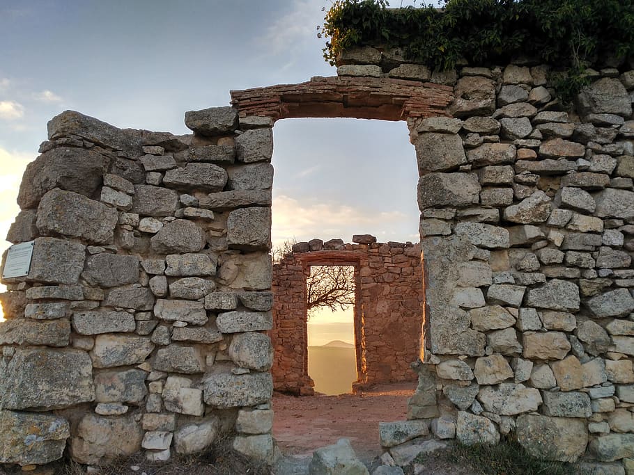 house, sunset, door, history, the past, ancient, architecture HD wallpaper