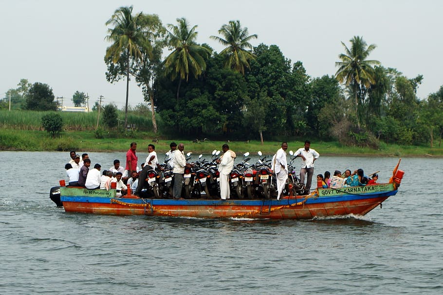 HD wallpaper: krishna river, boat, island, bagalkot, karnataka, india ...