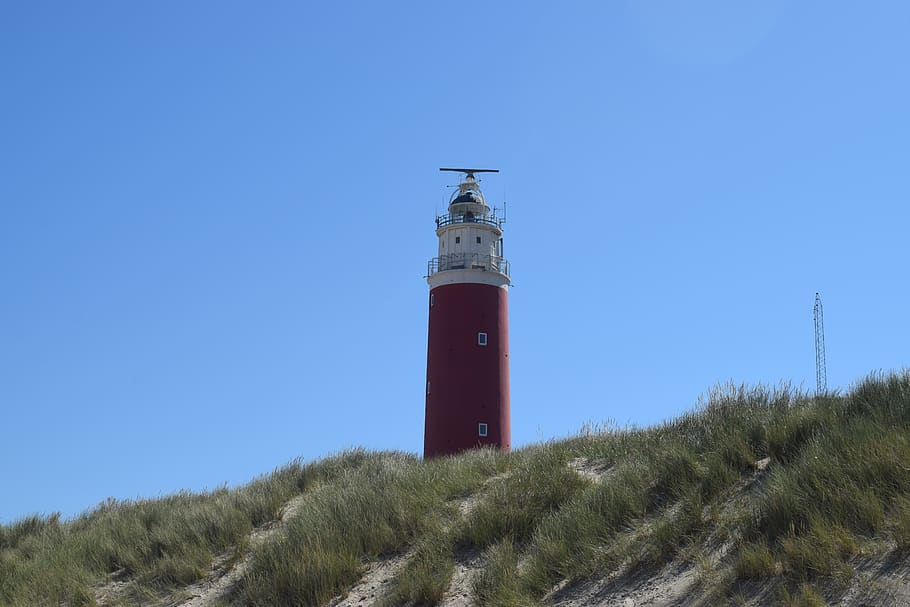lighthouse, stand, dunes, coast, beach, vacations, north sea HD wallpaper