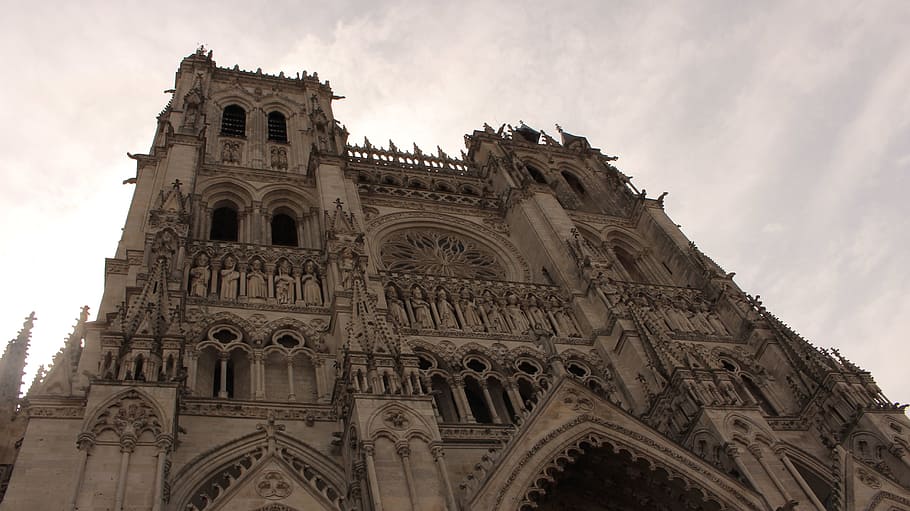 cathedral, amiens, heritage, low angle view, architecture, building exterior HD wallpaper