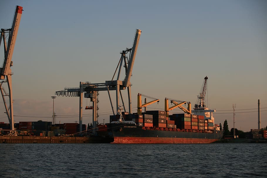 port of hamburg, container, cranes, hamburg port, container terminal, HD wallpaper