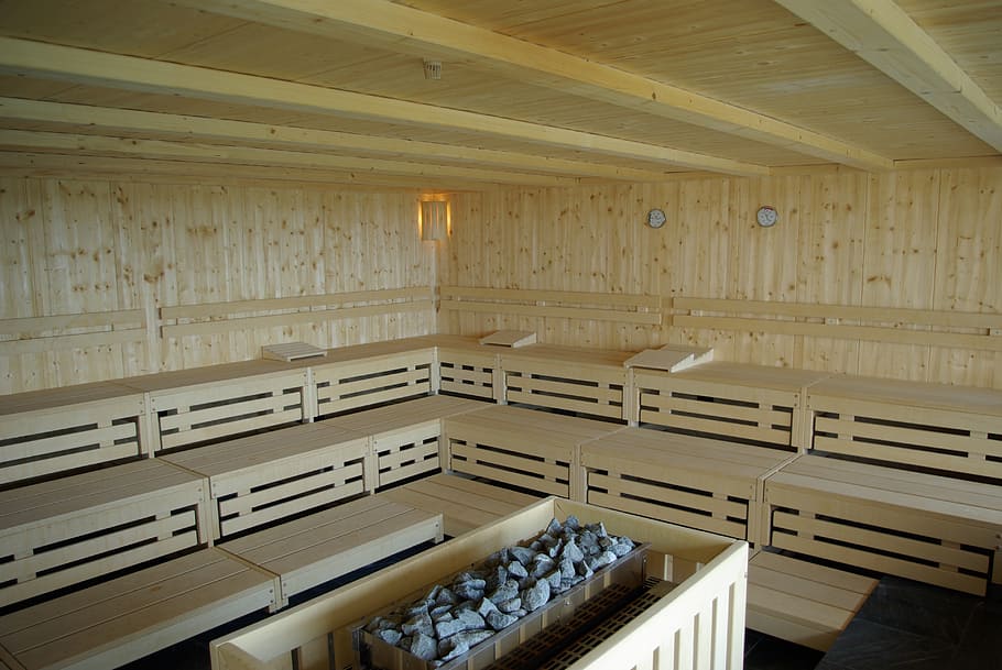 brown wooden room, finnish sauna, wellness, health spa, heaters