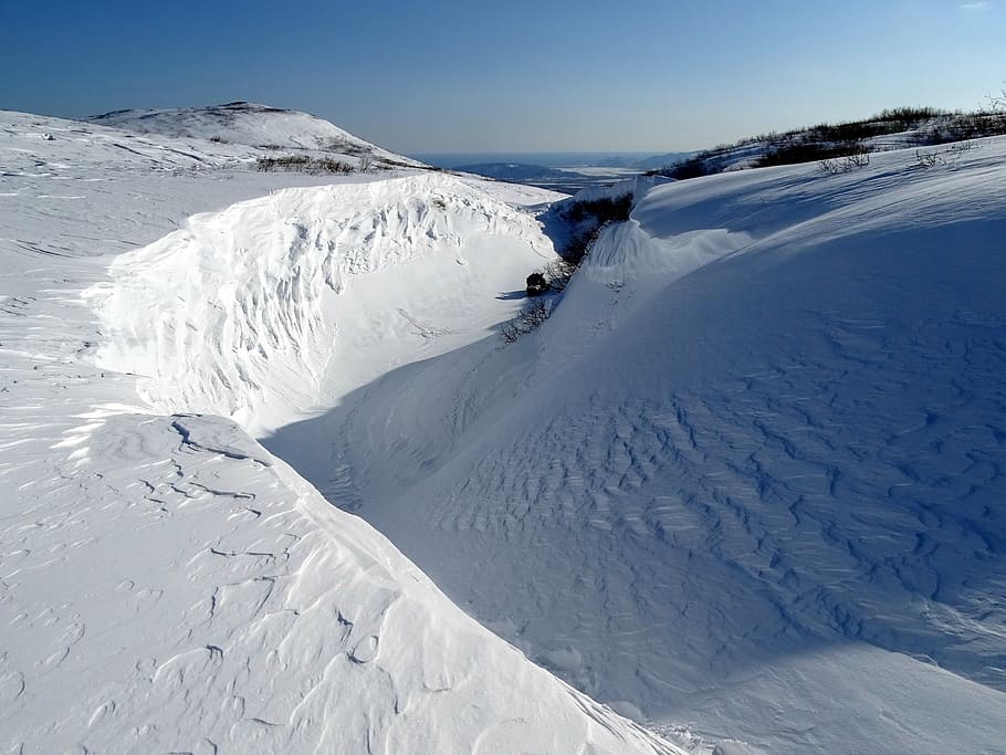 Hd Wallpaper Mountains Depression Yama Pit Snow Cornice