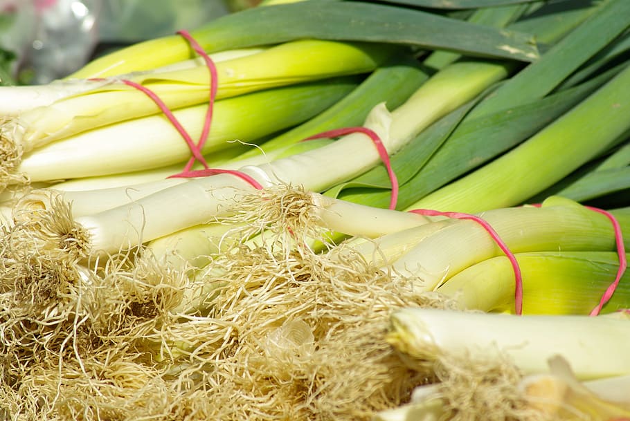 bundle of vegetables, Leeks, Vegetable Garden, food and drink HD wallpaper