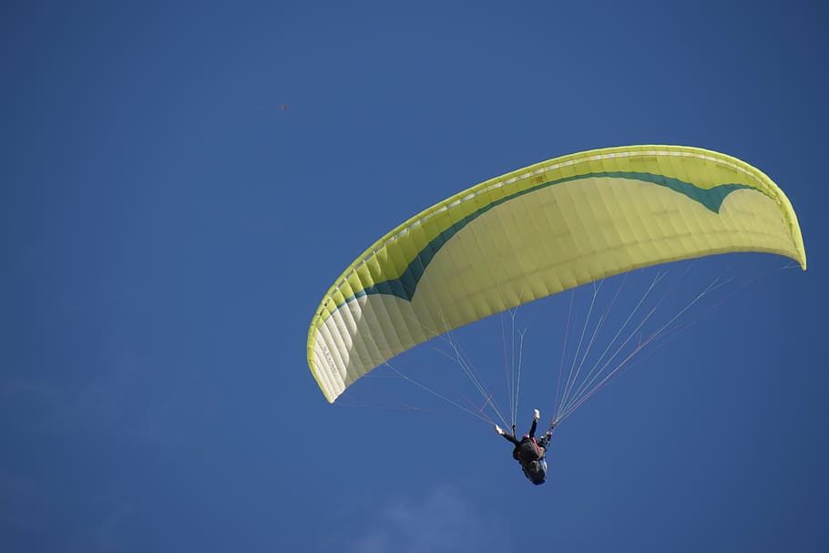 flying, paragliding, fun, sky, extreme sports, adventure, parachute HD wallpaper