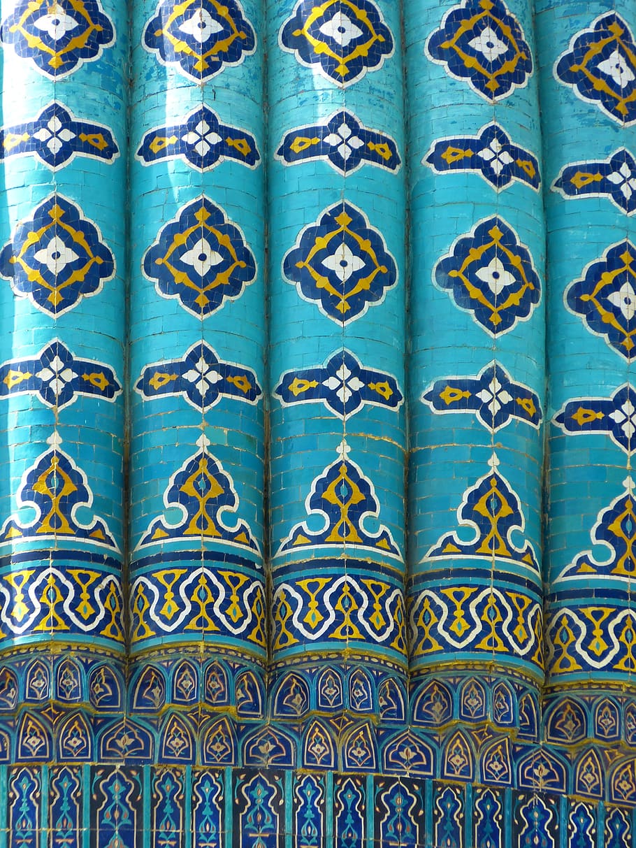 uzbekistan, mosaic, pattern, artfully, turquoise, majolica, HD wallpaper