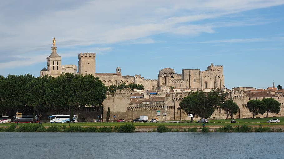 avignon, city, city view, cathedral, palais des papes, roman catholic cathedral, HD wallpaper