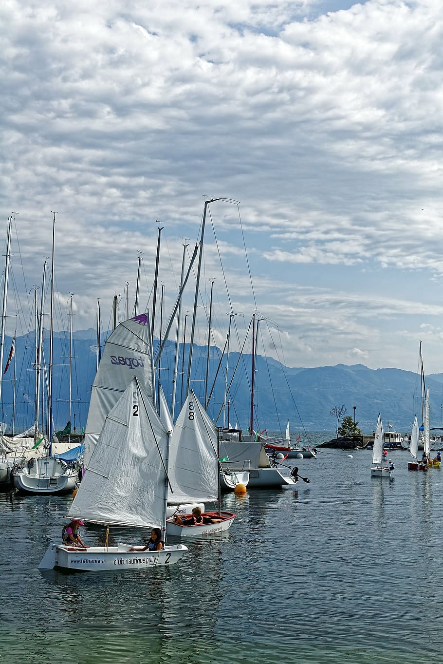 sail, boot, dinghy, water, sailing boat, lake, blue, port, ship HD wallpaper