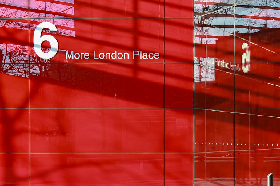 6 More London Place text, red, architecture, communication HD wallpaper