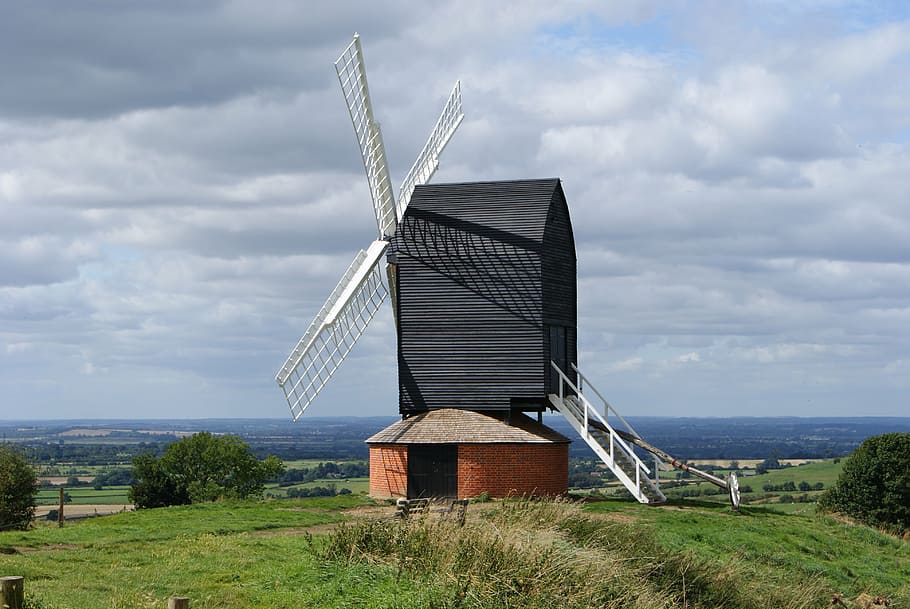 windmill, buckinghamshire, wooden, old, cloud, uk, traditional HD wallpaper