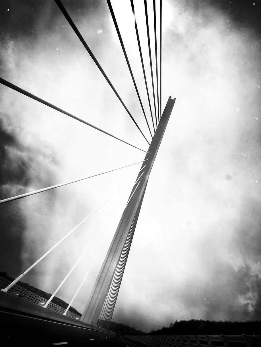 dark, clouds, air, surreal, artfully, bridge, architecture HD wallpaper