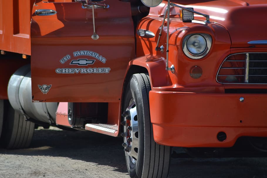Cuba, Auto, Oldtimer, Chevrolet, red, detail, rarity, truck HD wallpaper