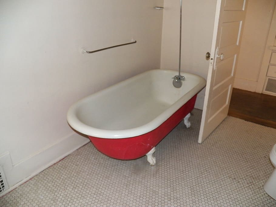 bathroom, claw, antique, claw tub, domestic bathroom, domestic room HD wallpaper