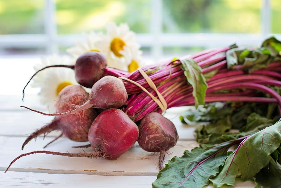 root turnips on white wooden surface, Vegetable, Beets, Food