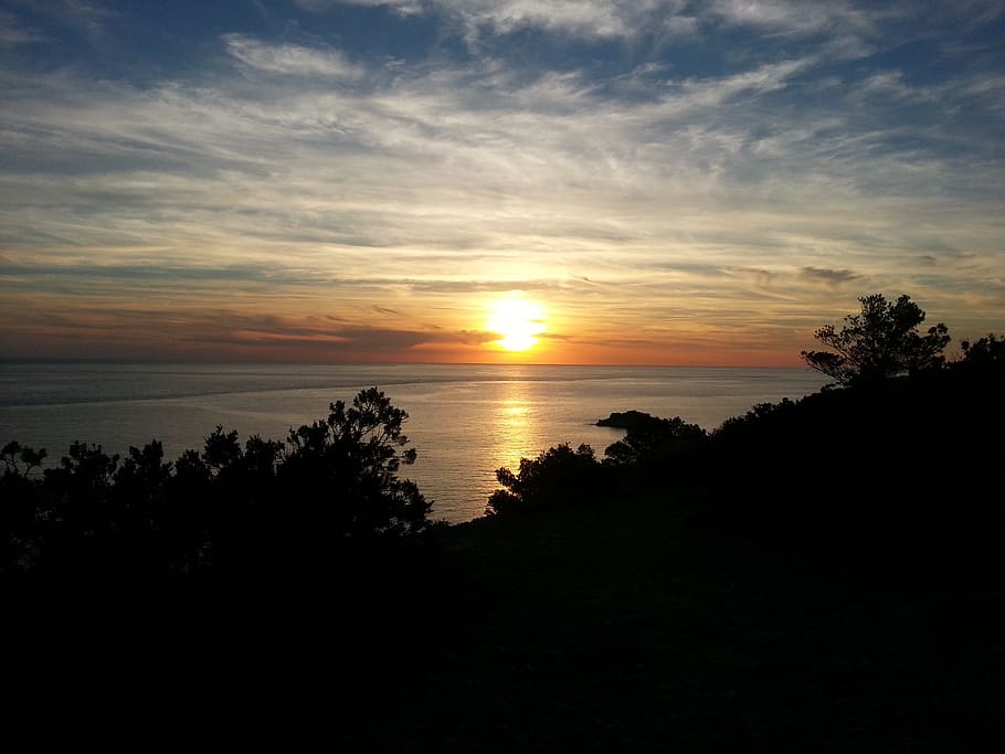 Sunset, Ibiza, Evening, Sky, evening sky, silhouette, nature HD wallpaper