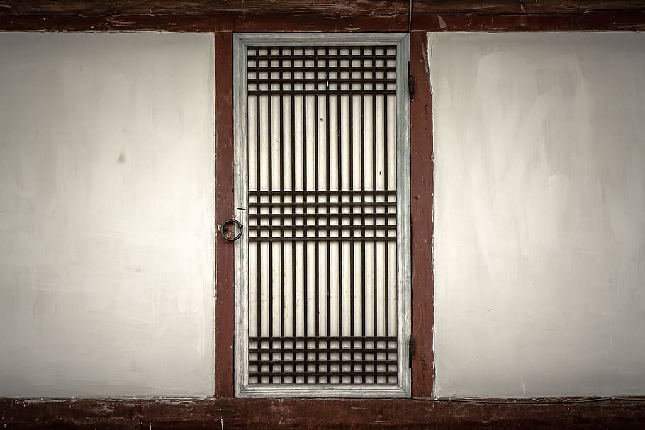 white steel gate, a straight line, wood, pattern, texture, republic of korea HD wallpaper