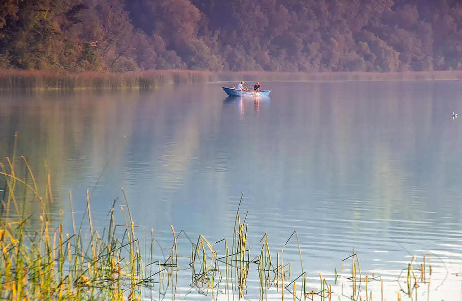 people in the boat near body of water, waters, reflection, lake HD wallpaper