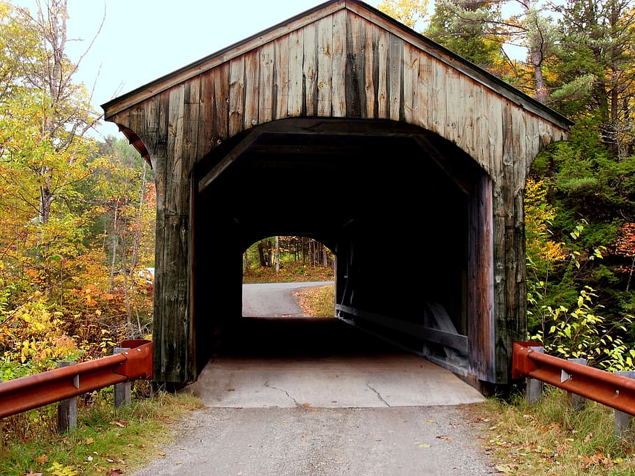 covered bridge, vermont, crossing, countryside, nostalgia, structure, HD wallpaper