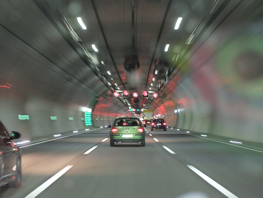timelapse photography of vehicle inside tunnel, auto, highway, HD wallpaper